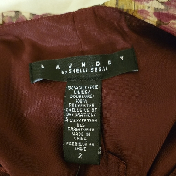 Laundry By Shelli Segal Brown and Orange Silk Sleeveless Midi Dress - Picture 2 of 14